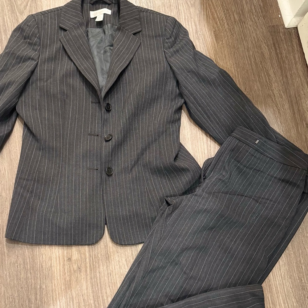 Petite Sophisticate Charcoal Pinstripe Suit